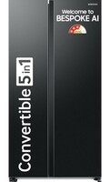 Samsung 653 L, 3 Star, Frost Free, Double Door, Convertible 5-in-1 Digital Inverter, Side By Side AI Enabled Smart Refrigerator with WiFi (RS76CG8003B1HL, Black Matt, 2024 Model)