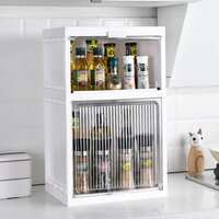 HomeStrap 2 Tier Multi Magic Cupboard, Movable Multipurpose Storage Cupboard with Wheels