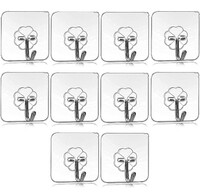TECHNOVIBES™ 10Pcs Self Adhesive Wall Hooks, Heavy Duty Sticky Hooks for Hanging 10KG (Max), Waterproof Transparent Adhesive Hooks for Wall, Wall Hangers for Hanging 