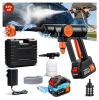 SUNSHREE Wireless High pressure car washer & Car cleaning 48V Rechargeable Electric Pressure Washer Gun Machine Tool for Bike, Gardening with Adjustable 3 in 1 Nozzle & 5M Hose Pipe, Car Washing