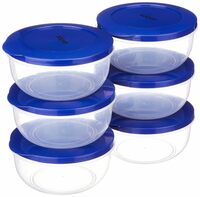 Amazon Brand - Solimo Nestable Round Container 600 Ml Set Of 6, Blue - Plastic