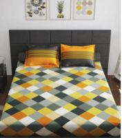 Story@home Arena Maroon & White Striped Microfiber 180 TC Queen Bedsheet & 2 Pillow