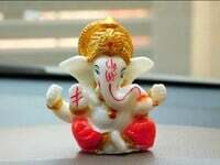 Perpetual Ganesh Idol for Car Dashboard - Beautiful Ganapati Idol for Home Decor, Office Desk, Diwali Gifts Polyresin