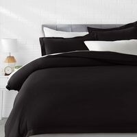 Amazon basics Polyester Microfiber Quilt Cover Set with 2 Pillow Covers (Black, 3-Pieces Queen Size)