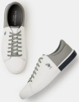 U.S. Polo Assn. Men White & Grey Colourblocked Sneakers