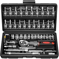 SHANIX IMPEX 46 in 1 Pcs Combination Wrench Set/Socket for Car&Bike Repairing Hand Tool Long Handle Kit 46pcs Combo Tools Repair 1/4" Ratchet Torque Box
