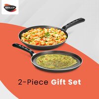 NIRLEP Sakhi 28cm Tawa & 24 cm Fry Pan Set| Non-Stick Cookware Set| 5-Layer PFOA Free Coating| Easy Grip Handle| Use as Dosa Tawa, Roti Tawa, Fry Pan| Cookware Set| Gift Set | Duo Set