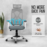 Da URBAN® Merlion Office Chair,High Back Mesh Ergonomic Home Office Desk Chair with 3 Years Warranty, Adjustable Armrests,Adjustable Lumbar Support,Tilt Lock Mechanism (Grey)