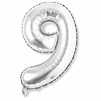 Flyloons 9 number Silver Foil Balloon 16 inch Size Birthday Decoration Items Pack of 1 | 9th Year Balloons | Nine