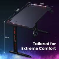 Homeland Gaming Table-D2111, Height Adjustable Engineered Wood Table Desk, Computer Office Gaming Table, Multipurpose Sit-Stand Desk, Digital Display with Memory Preset Option (Black)