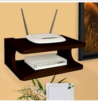  Furniture Cafe Set top Box Stand | WiFi Router Holder Wooden Wall Shelves | Setup Box Stand for Home | Wall Mount Stylish WiFi Router Holder TV Cabinet Living Room Furniture (Color-Brown) 
