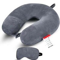 Grey U Shape Neck Pillow travelling headrest, Multipurpose neck rest Neck Pillow & Eye Shade 