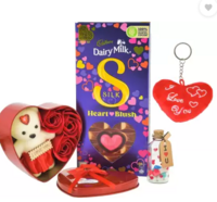 Cadbury HeartBlush Silk 250 Gm, Red Heart Box, Message bottle, love keychain, Heart Card Bars  (5 x 50 g)