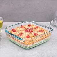 La Opala, Cook Serve Store, Borosilicate Glass Square Dish with Handle 1 L, 1 pc, Transparent