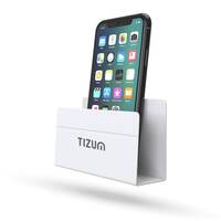 tizum Wall Hanging Mobile Holder Stand/Wall Mount, Charging Holder with Adhesive Strips Compatible with iPhones, Smartphones & Mini Tablet, Mobile Phone Organizer Stand, Storage Case for Remote(White)