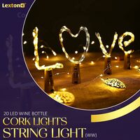 Lexton 20 LED Wine Bottle Cork Lights Copper Wire String Lights (Warm White - Pack of 12)