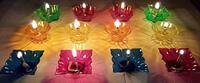 Primelife 12 Designer Transparent Diya Deepak Special Reusable Diya Colourful Reflection Diya Combo Sai Diya Deepak Sai Ram Deepak Decorative Diwali Deepak Oil Diye for Decoration