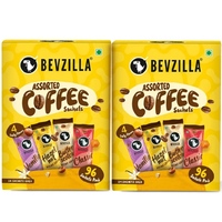 Bevzilla Instant Assorted Coffee Powder - 96 Sachets Box [Pack of 2] - 192gm Each (384gm) (4 Flavours)
