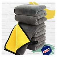 Amazon Sample @99 Microfiber Cleaning Cloth 800 GSM for Car & Motorbike for Home & Kitchen, Mobile, Laptop,Office Extra Thick Lint Free Microfiber Cleaning Towel UltraThick Super Absorbent Towel- Grey+Yellow (30*40, 1