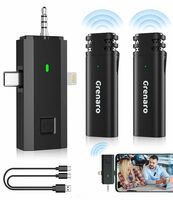 GRENARO 3 in 1 Wireless Microphone, Noise Cancellation Lapel Wireless Mic