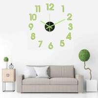 HAATIEME 12Pcs Number Radium Green Glow Sticker Wall Clock-Plastic Foam DIY Creative Abstract 3D Frameless Analogue with Plastic Mirror and Adhesive Stickers for Living 30Cm to 80Cm, Radium/Blue (P3)