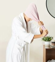 Amazon Brand - Solimo - Cotton Bath Headwrap | Microfiber | Fade Resistant | Purple