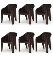 Supreme Futura Plastic Chairs for Home and Office (Set of 6, Brown)