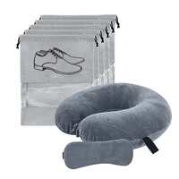 BigPlayer Neck Pillow and Eye Mask and Shoe Cover, Car Comfort for Pain Relief, Flights, Car Rides - Car Cushions Air Pillow for Sleeping & Neck Rest