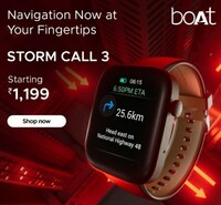 boAt Storm Call 3 w/Turn-by-Turn Navigation, 1.83” HD Display, Bluetooth Calling, Crest+ OS, QR Tray, Watch Face Studio, Coins, Emergency SOS Smart Watch for Men & Women(Active Black)