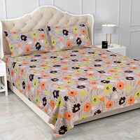 Status Contract Spring Summer Collection-2024 Cotton Rich Double Bedsheet with 2 Pillow Covers (Cream)