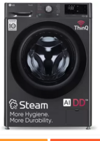 LG 9 kg 5 Star with AI Direct Drive, 6 Motion, Inverter Direct Drive, Steam and Wi-Fi Enabled Fully Automatic Fully Automatic Front Load Washing Machine with In-built Heater Black  (FHP1209Z5M)