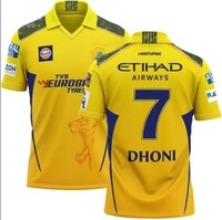 CSK Jersey MS Dhoni 7 - Chennai Cricket Team Half Sleeve Jersey 2023/2024_Boys & Men