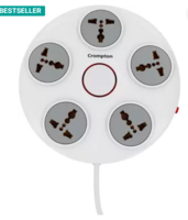 Crompton Power Alpha C 5 Socket Extension Boards  (White, Grey, 2 m)