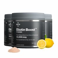 Setu Plant-Based Biotin Boost Powder - 150G (Pack of 3) | Unisex |Biotin For Hair Growth With Natural Sesbania, Amla, Spinach, Bamboo & Guava Leaf | Healthy Hair, Skin & Nails | Lemon Flavour