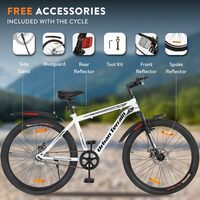 Urban Terrain Galaxy Pro High Performance Mountain Cycles for Men with Front Suspension & Dual Disc Brake & Complete Accessories MTB Bike 26T Single Speed | Ideal for 13+ Years, White