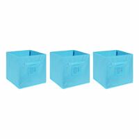 Solimo Fabric Square Storage Box, (Medical Blue, Medium, Set of 3)