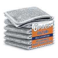 Multipurpose Wire Dishwashing Rags, Non-Scratch Wire Dishcloth, Stainless Steel Scrubber, Pack of 6, Machine Washable