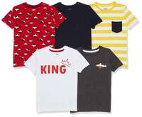 Amazon Brand - Jam & Honey Boy's Regular Fit T-Shirt (Pack of 5)