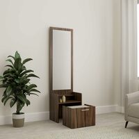 Amazon Brand - Solimo Ashburn Engineered Wood Dressing Table with Stool and 2 Shelves, Asian Walnut