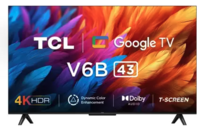 TCL 107.95 cm (43 inch) Ultra HD (4K) LED Smart Google TV with with 24W Dolby Audio and Metallic Bezel-Less (43V6B)