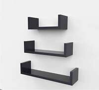 Furniture Cafe U Shaped Wall Shelf for Living Room Stylish Wooden Floating for Home Décor Storage Racks