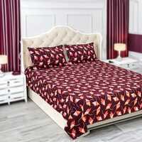 Status Contract Spring Summer Collection-2024 Cotton Rich Double Bedsheet with 2 Pillow Covers (Maroon)