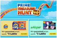 Prime Treasure Hunt | Get Flat ₹100 Back Min Order of ₹499 on Whisper/Tide Products