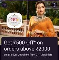 Phonepe Rewards - Get 500 Off on Silver Jewellery from GRT Jewellers Mov of 2000