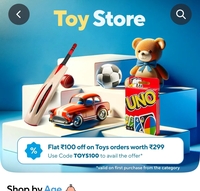 Flat ₹100 off on Toys order worth₹299 or more + get  giftbox worth ₹300