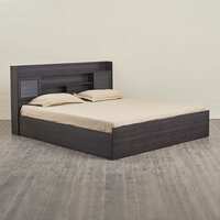 Home Centre Arvis Monaco Queen Size Compressed Wood Sliding Door Bed with Box Storage-Brown