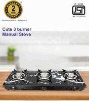 Sigri-wala Surya ISI Certified Toughened Glass Door Manual Gas Stove (3 Burners)