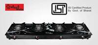 Sigri-wala Surya ISI Certified Straight Line Toughened Glass Manual Gas Stove (4 Burners)