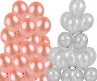 Flyloons Rose Gold Silver Balloons Pack of 200 for birthday decoration items also suitable for Anniversary, Wedding, Celebration, Party