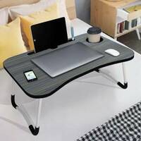 MITHILA Multipurpose Foldable with Cup Holder, Study , Bed Plastic Portable Laptop Table  (Finish Color - BLACK, Pre Assembled)